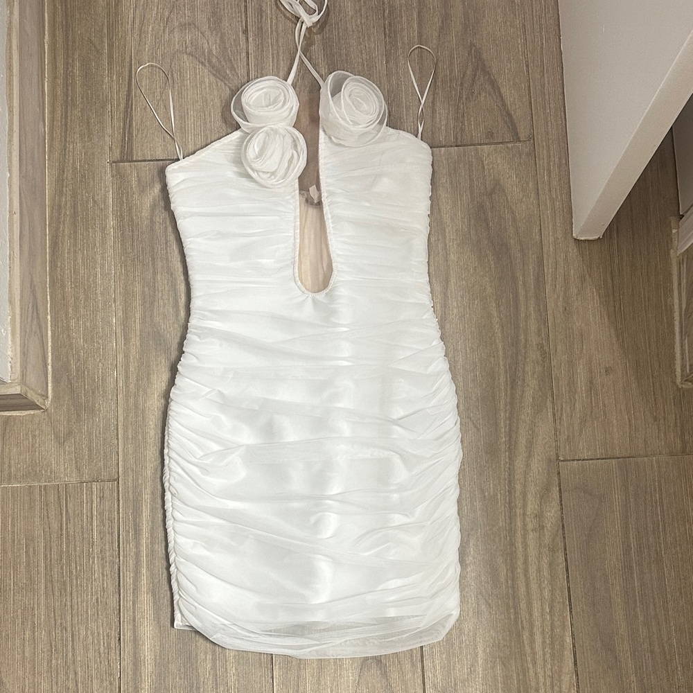 Elegant White Halter Dress